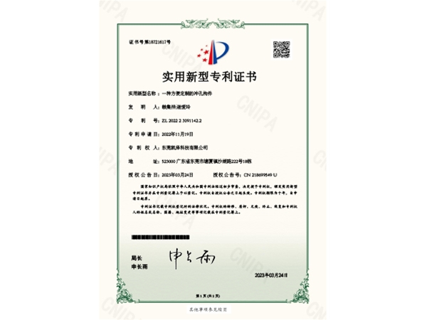 一种方便定制的冲孔构件实用新型专利证书