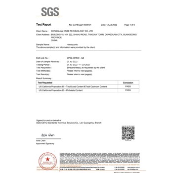 凯泽板材环保通过SGS加州65测试